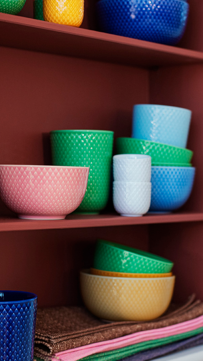 Lyngby Porcelæn Rhombe color skål, gul - H: 6,5 cm. - Bahne